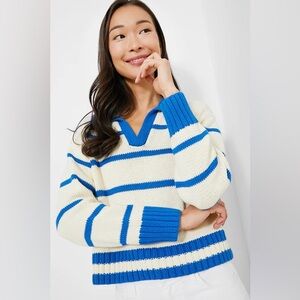 NWT Tuckernuck Cerulean Stripe Charlie Polo Sweater XL/XXL Pomander Place blue